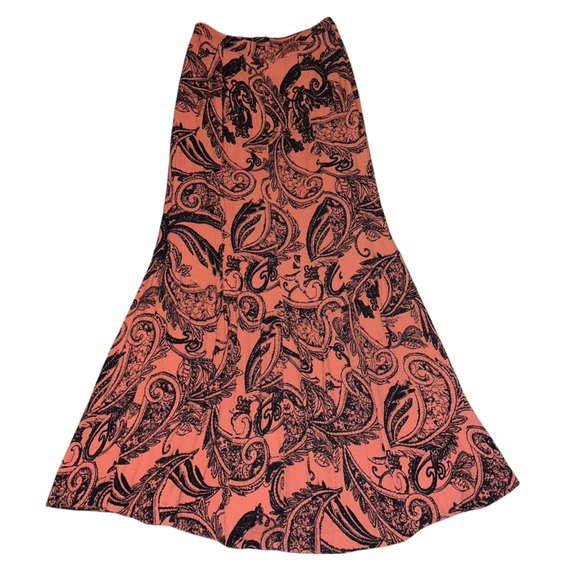 EUC Smooth Sailing Button-Front Maxi Skirt Coral Pink Paisley Combo Size 0 Boho - Picture 3 of 10